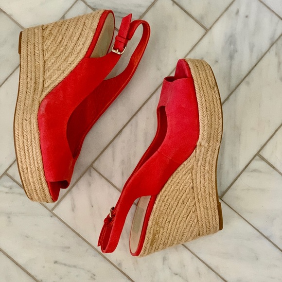 Dolce Vita orange wedge sling back sandals - Picture 1 of 6